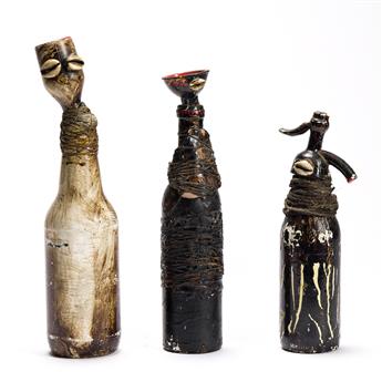 WANGECHI MUTU (1973 -   ) Three from the Bottle People Series.